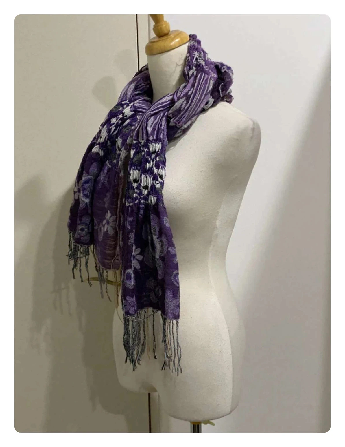 💜 Texturele Boheemse Sjaal - Paars Tinten & Bloemenpatronen 💜 – photo 2